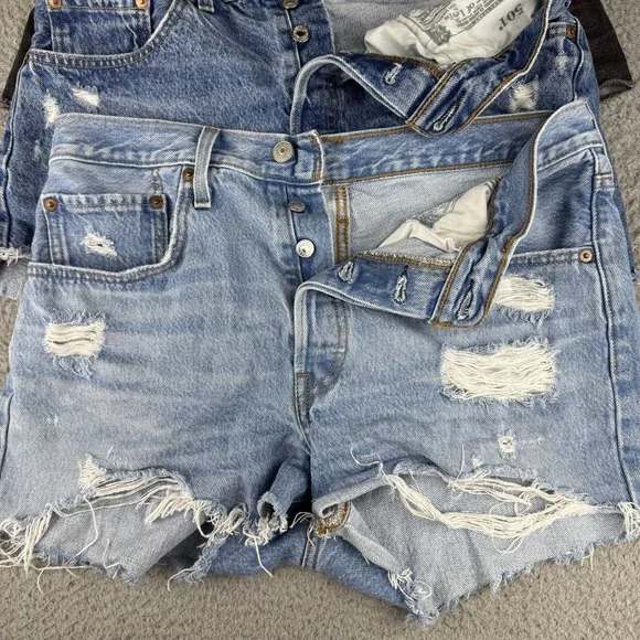 Levis 501 Women's Cut Off Denim Shorts Size 30 Lot Of 3 Bundle - Picture 2 of 11